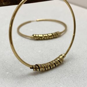 Shema Israel 14K Solid Gold Hebrew Engraved Hoop Earrings