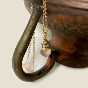 Hebrew Engraved Rose Quartz Gold Pendant for Love