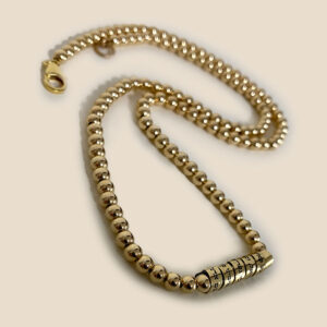 Hebrew Engraved Gold Filled Beaded Necklace
