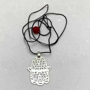 Unisex Sterling Silver Hamsa Pendant Necklace