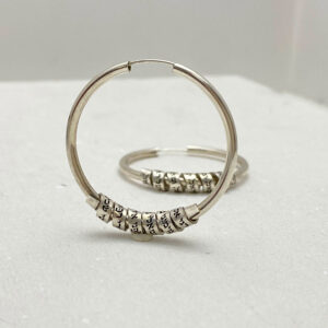 Angels Blessing Silver Hoop Earrings Engraved in Hebrew