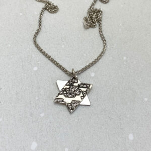 Hebrew Engraved Shema Israel Star of David Jewish Pendant